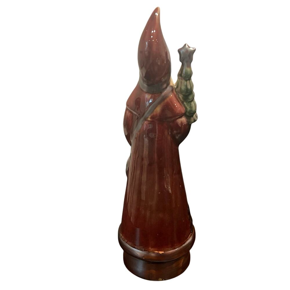 Stoneware Handmade Santa Figure With Tree 12” Figure Old World Santa - Picture 3 of 4